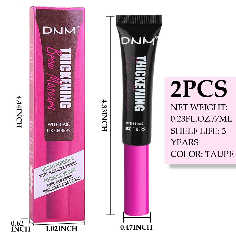 Tinted Thickening Brow Mascara,Brow Fast Sculpt,Waterproof, Transfer-proof, Brush to Fill in Eyebrows and Cover Gray Hairs - Cruelty Free - Light Medium Brown (2pcs 08 Black)