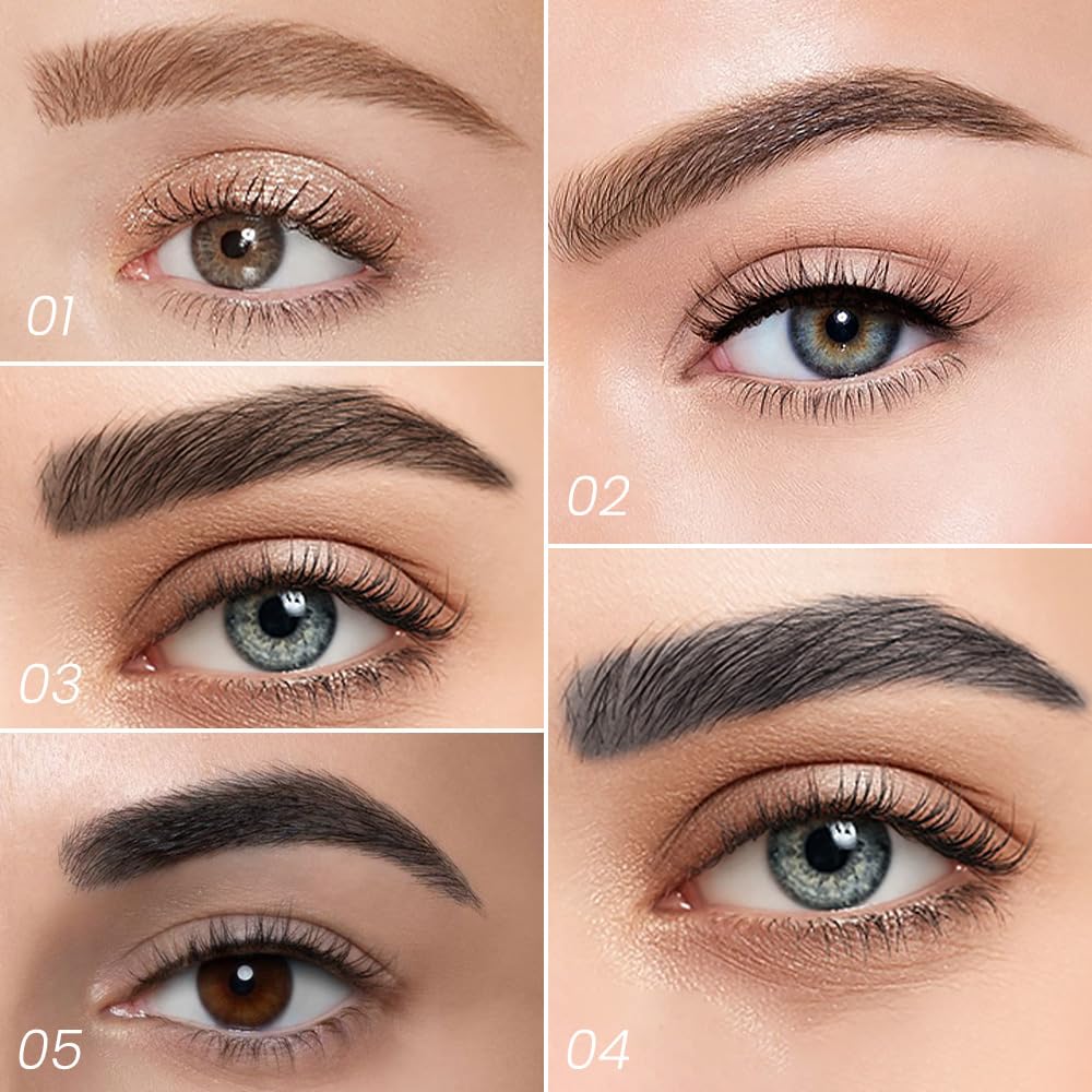Eyebrow Ink Pencil by Brow Stylist -Micro 4 Point Brow Pen Lift & Snatch 2 Eyebrow Pen Kits with 3 Eyebrow Stencil Long-Lasting Waterproof Natural Eyebrow Hair (B-2Pc 02# Dark brown)