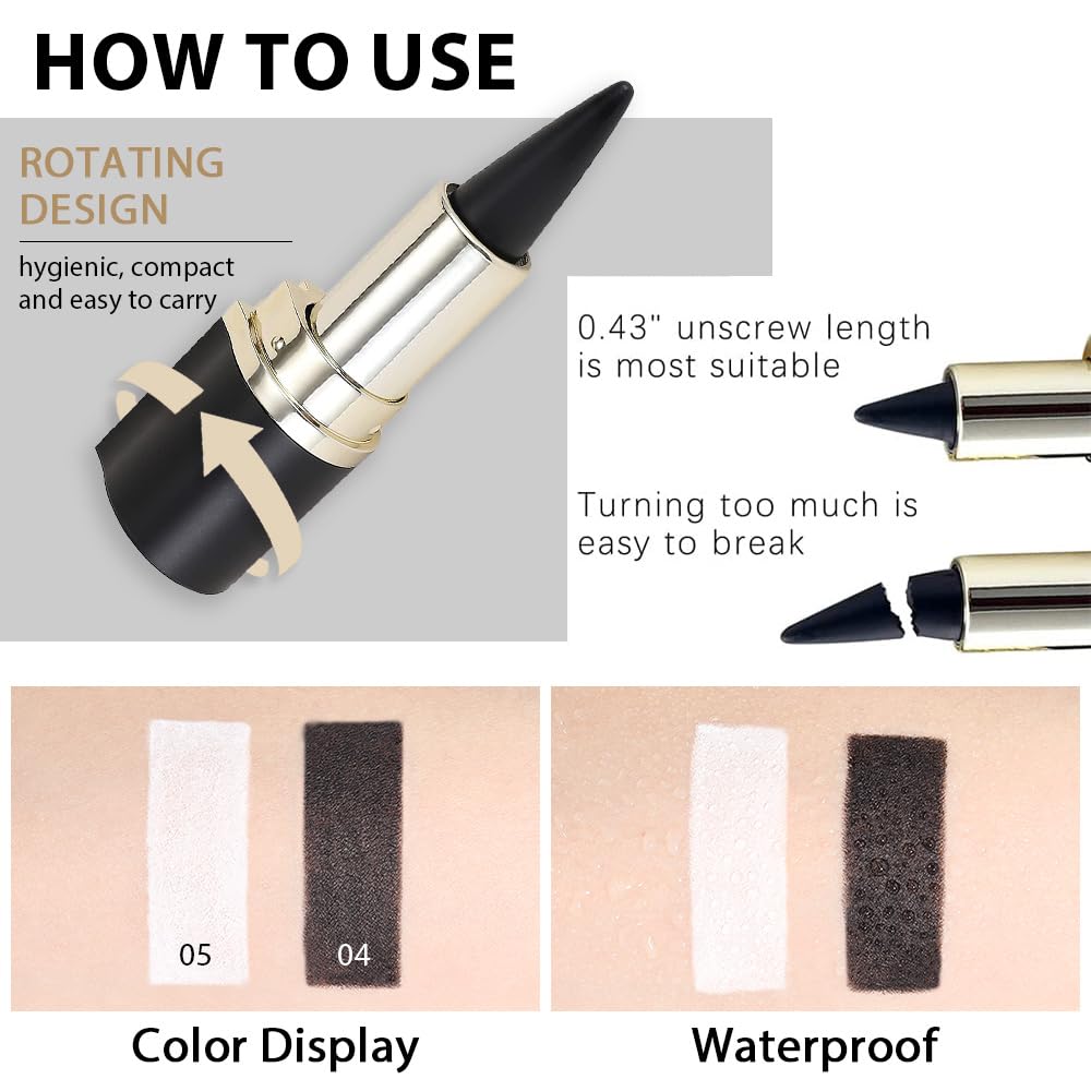 Kaely 2Pcs Black White Gel Eyeliner Pencils Set,Waterproof Eye Liner Pen,Cat Eye Stencil Cat Face Makeup,Eye Black Eyeshadow Palette Stick,Gothic Halloween Makeup,delineador de ojos contra el agua