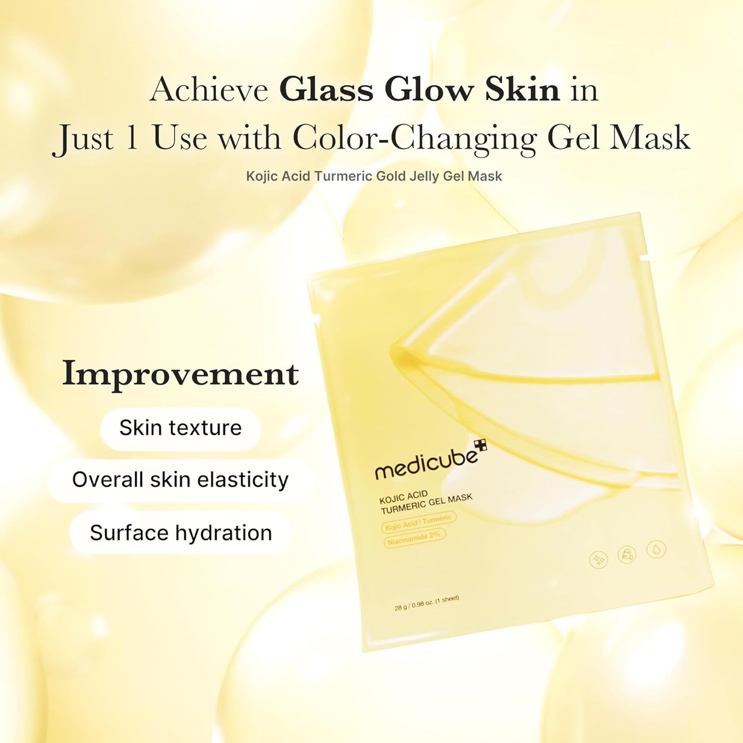 medicube Color-Changing Jelly Mask Set For Uneven Skin Tone & Radiant Glow: Salmon DNA PDRN pink collagen jelly gel mask (4ea) and Kojic Acid Turmeric Brightening Gold Jelly Gel Mask (4ea)