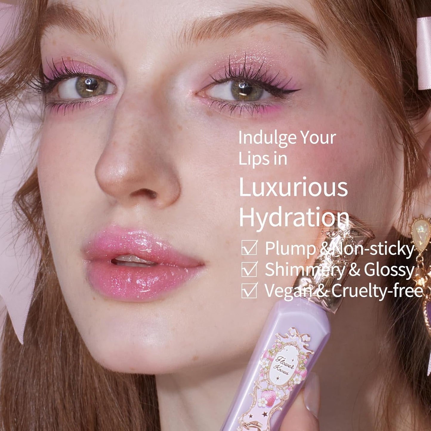 Flower Knows Violet Strawberry Rococo Glowy Lip Gloss,Moisturizing Shine Lip Oil,Hydrating Glitter Lip Plumper Makeup for Girls&Women,Vegan & Cruelty-Free,0.12 Fl Oz,1 Count (G03 Berry Bomb)