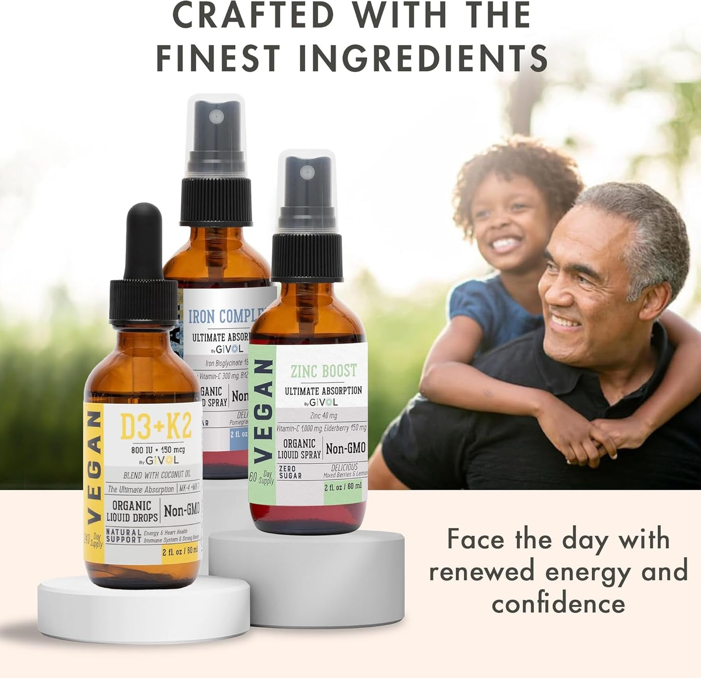 Bone Support Bundle Liquid Spray - Iron Bisglycinate Complex, Zinc Picolinate, Vitamin D3 & K2 - Complete Multivitamin - Plant- Based, Non-GMO, Gluten Free, Sugar Free 2 Fl Oz (360 Days Supply)