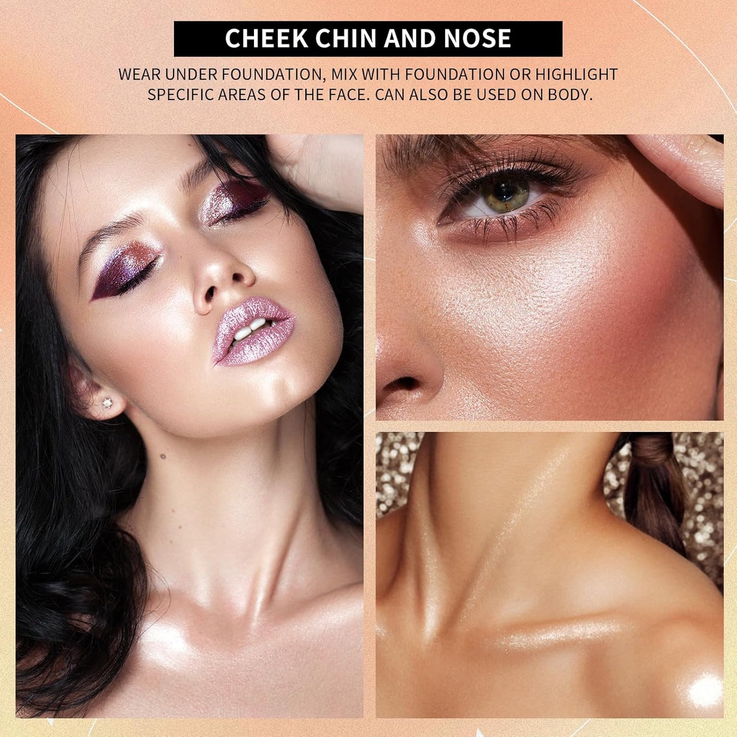 Highlighter Powder Palette, 5 Colors Makeup Palette Contour Palette Eyeshadow Makeup Kit Waterproof Long Lasting Brilliant Lighten Skin Color Professional Versatile Face Shading Set(1, brown, Large)