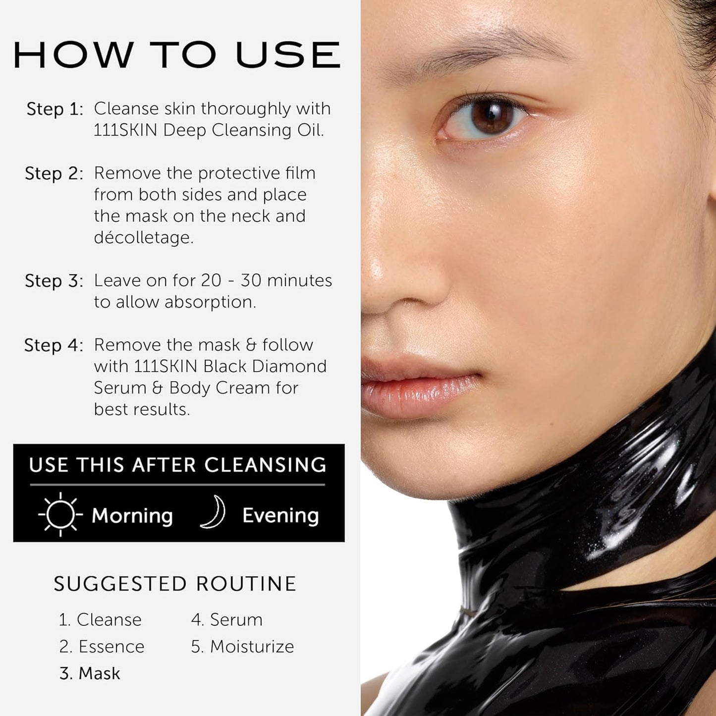 111SKIN Black Diamond Lifting & Firming Neck Mask, Hydrogel Neck Wrinkle Masks for Fine Lines & Sagging Skin on Chest & Décolletage with Peptide & Niacinamide, 5 Sheet Masks (1.45 fl oz Each)