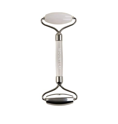 Mount Lai The Vitality Qi White Jade & Stainless Steel – The Stone of Harmony and Clarity, Face Roller for Soothing, Refreshing & Radiant-Looking Skin, Facial Massager Tool for Self-Care Ritual