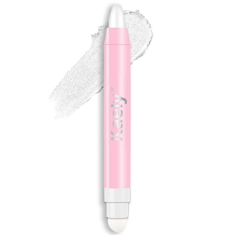 evpct 1Pcs Pearl White Shimmer Cream Eye Shadow Brightener Sticks for Eyes, Double Ended Cream Eyeshadow Stick Pencil Pen with Applicator, Eye Shadow Palette Highlighter Makeup Waterproof Pigmented 01