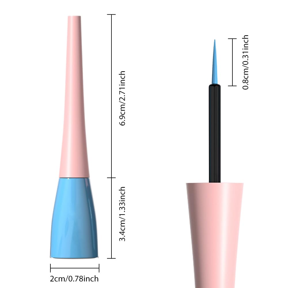 evpct 1Pcs Sky Blue Liquid Eyeliner Waterproof Sky Blue Eye Liners for Women, Eyes Wing Eyeliner Stamps Shapes Colored Eyeliner delineador de ojos a prueba de agua contra el agua blanco para ojos