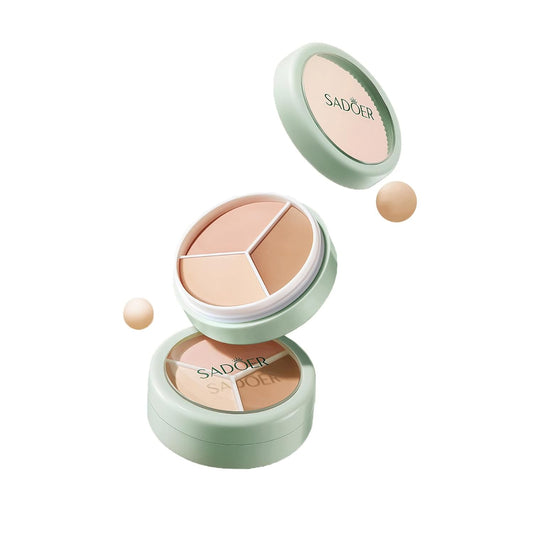 Full Coverage Concealer Palette Tri-Color Correcting Cream Foundation Makeup, Conceal Redness, Dark Circles & Acne Marks, Long-lasting Waterproof Fawless Blendable Brighten Contour Palette