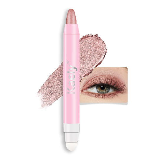 evpct 1Pcs Rose Shimmer Cream Eye Shadow Brightener Sticks for Eyes Waterproof Pigmented, Double Ended Cream Eyeshadow Stick Pencil Pen with Applicator, Eye Shadow Palette Highlighter Makeup 27