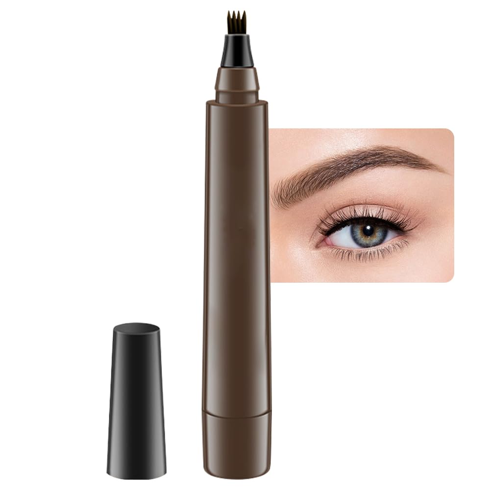 Eyebrow Ink Pencil by Brow Stylist -Micro 4 Point Brow Pen Lift & Snatch Eyebrow Pen Kits,Long-Lasting Waterproof Natural Eyebrow Hair (B-1Pc 02# Dark brown)