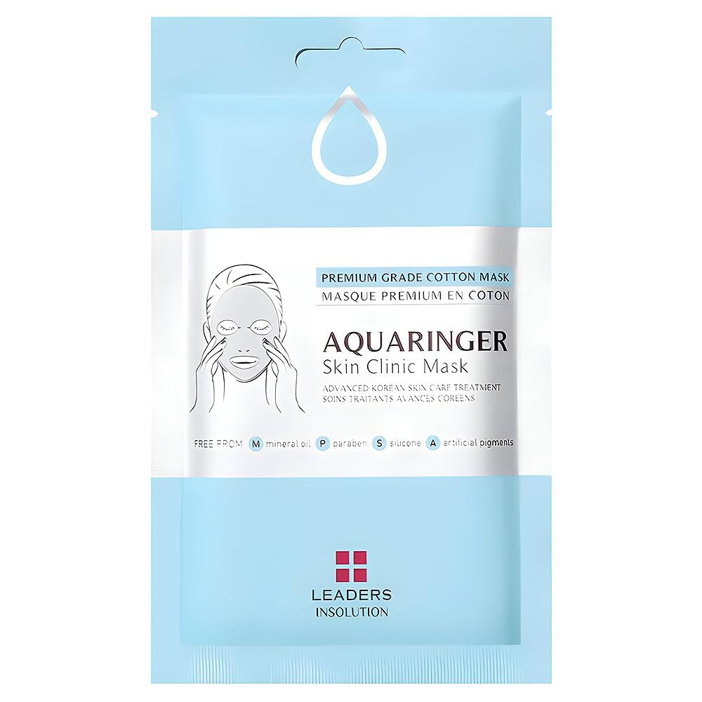 Leaders Insolution Aquaringer Skin Clinic Mask | Intense Hydration Treatment Mask with Swiss Glacial Water & Power Peptides | Moisturizing & Firming for Dry Skin, Fine Lines (5 Sheets)
