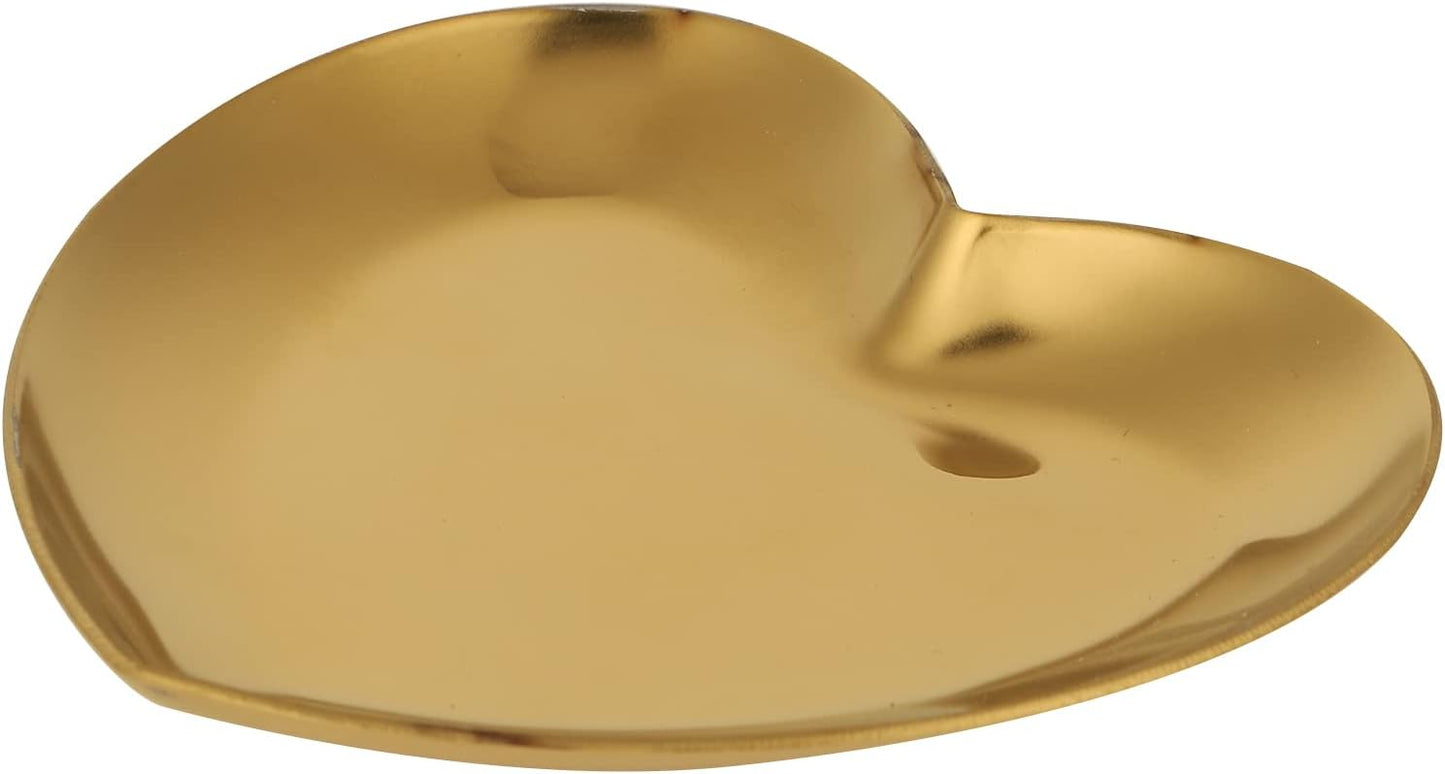 Nail Palette, Makeup Palette Nail Palette Heart Shaped Art Palette Stainless Steel Makeup Mixing Palette Makeup DIY Paint Color Mixing Tray Nail Art Palette Resin(Gold)