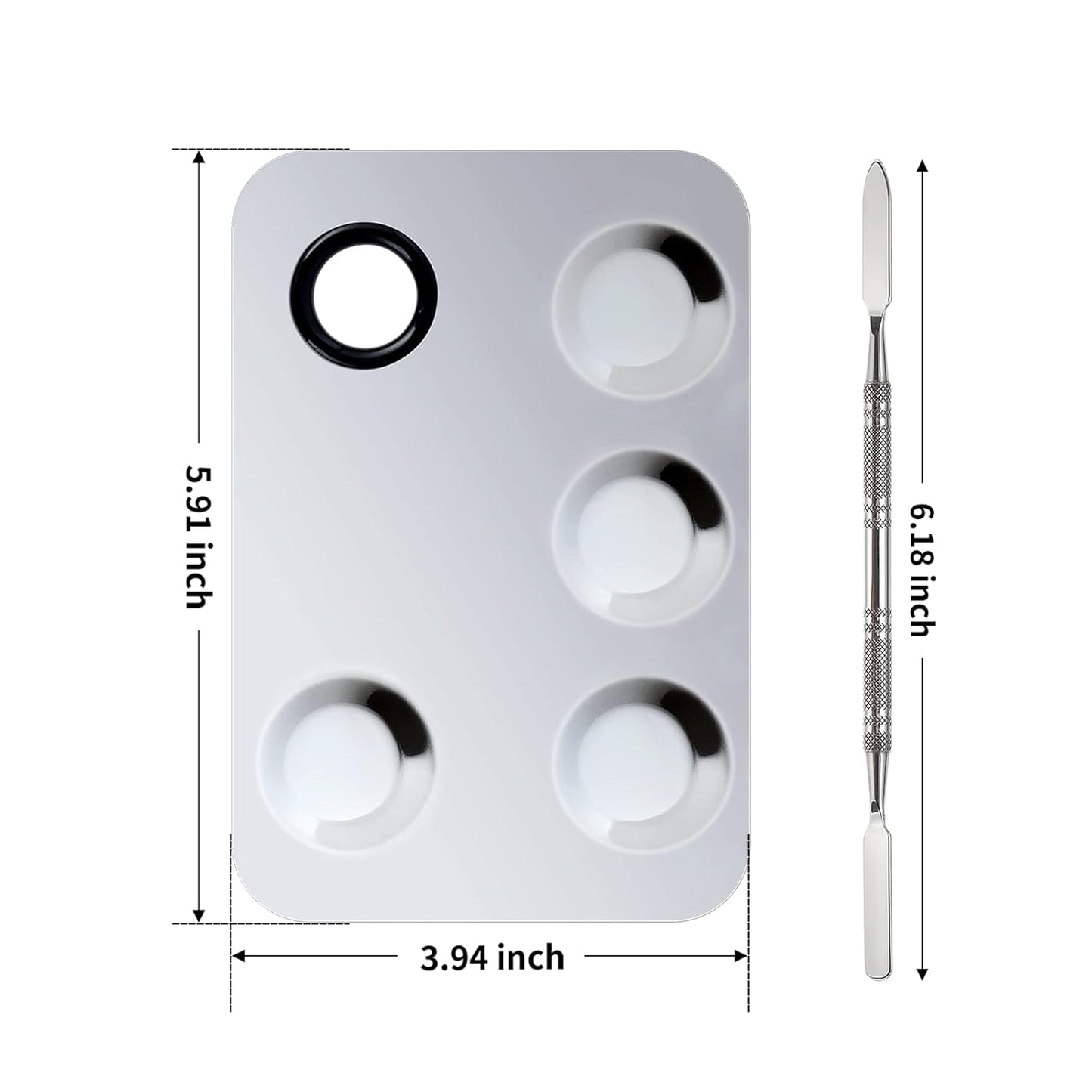 Upgrade Mixing Makeup Palette, Stainless Steel Cosmetic Palette with Spatula Tool, Nail-Art Cosmetic Palette for Mixing Cosmetic and Pigment