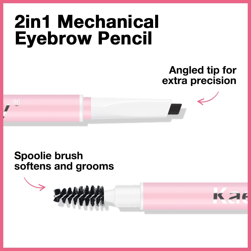 3Pcs Waterproof Eyebrow Pencil, Professional Makeup Micro Brow Pencil, Double-ended ultra-fine eyebrow pencil, Ultra-Fine Mechanical Pencil (3, 01#Ebony)