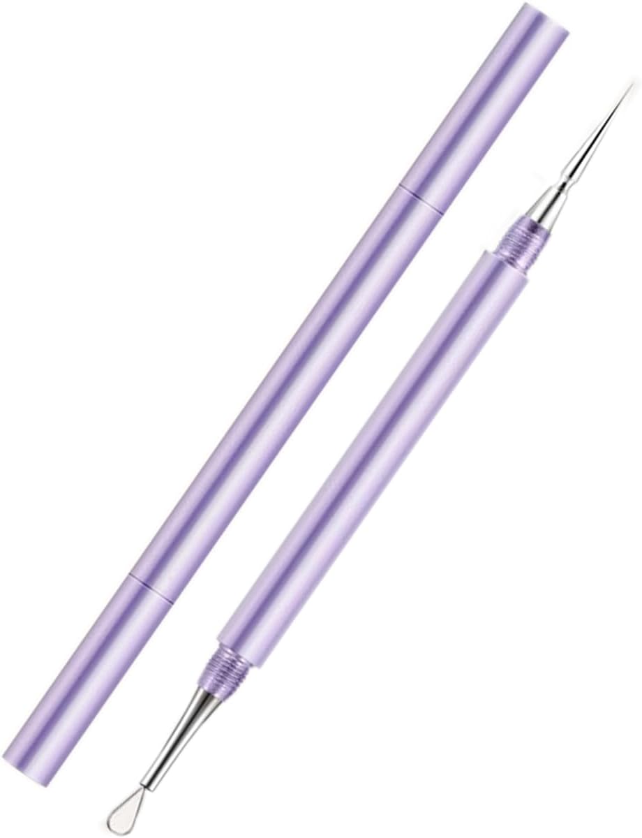 2-in-1 Professional Stainless Steel Acne Removal Needle, Whitehead & Blackhead Remover Tool, Pimples Comedone Extractor Removal Tool, Double Ended Needle with Cap Removal for Nose Face Tools(Purple)