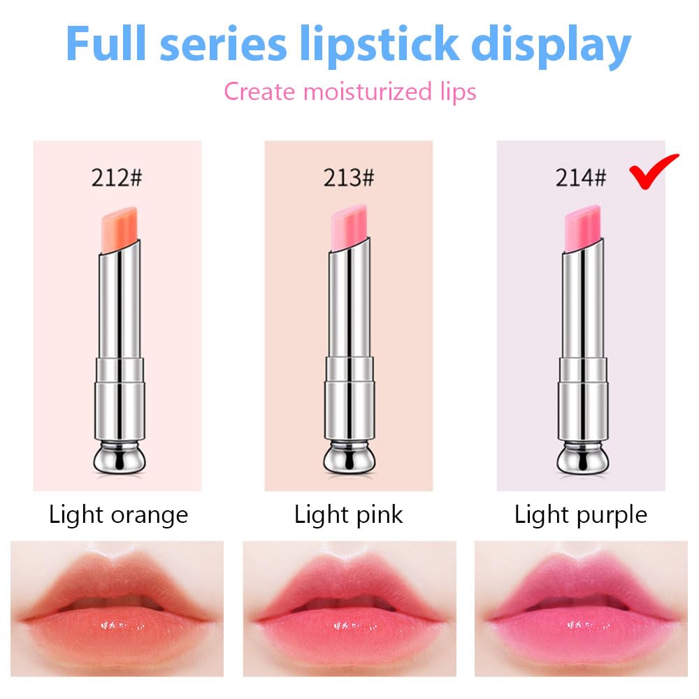 BINGBRUSH Color Changing Lipstick Lip Balm,Korean Magic Lipstick Color Change Changing Lip Tint Tinted Stain Gloss Balm Long Lasting Waterproof Moisturizer (214#)