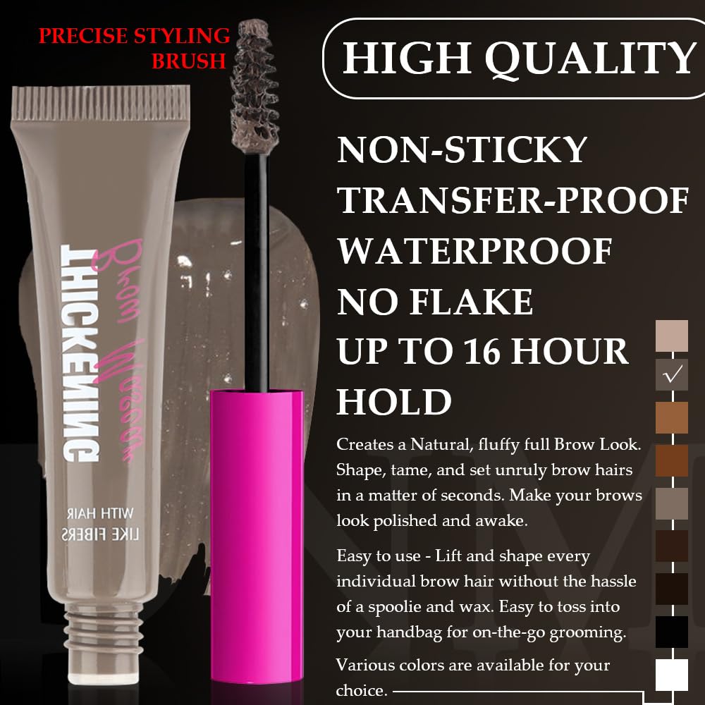 Kaely Thickening Brow Mascara,Tinted Eyebrow Gel Waterproof,Eyebrow Color Makeup,Brow Fast Sculpt,Vegan,Cruelty Free,maquillaje gel para cejas a prueba de agua,02 Cool Blonde