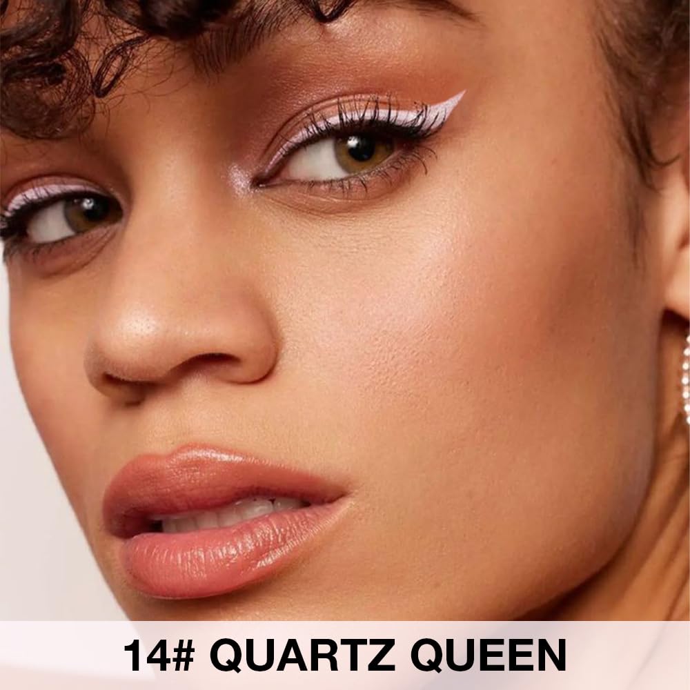 Kaely Quartz Queen White Gel Eyeliner Pencil, Natural Cream Eye Liner Waterproof Smudge Proof, Matte Waterline Eyeliner Eyeshadow Stick, Brighten Eye Makeup, Vegan & Cruelty-Free, 14