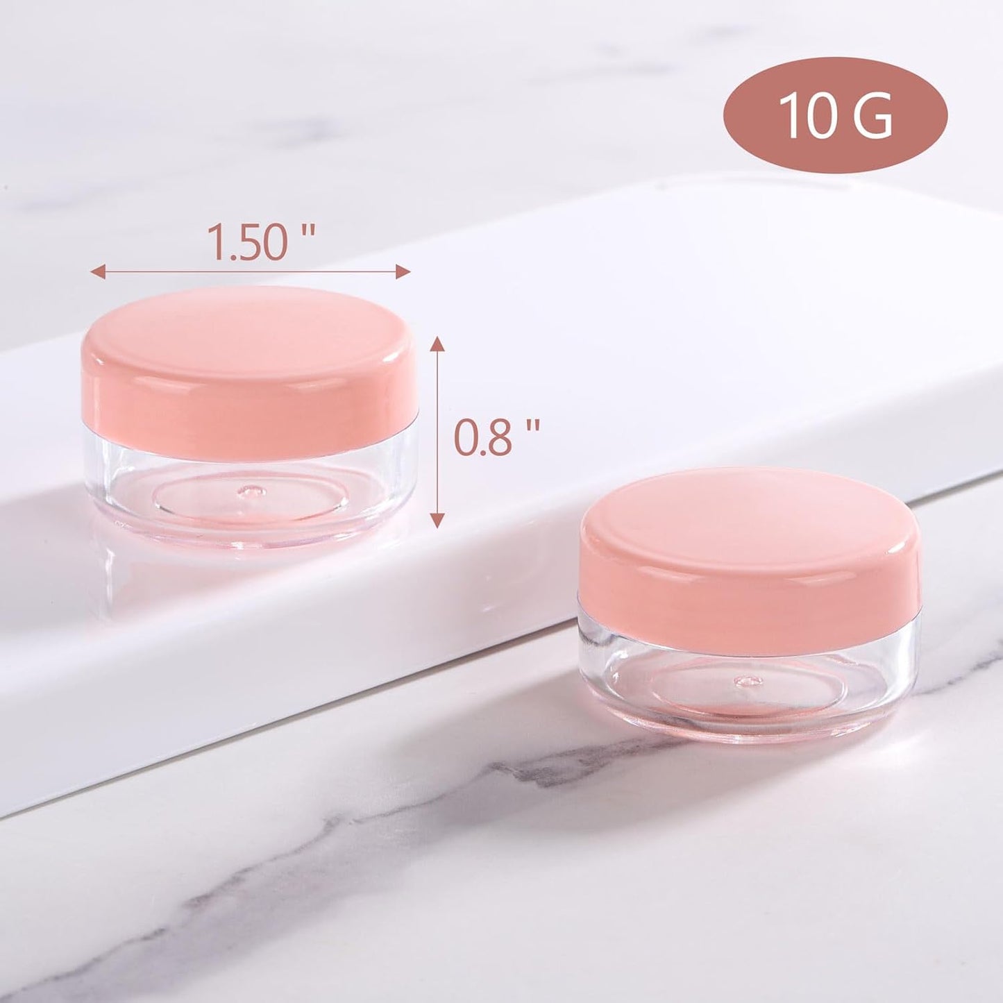 100 Count Sample Containers with Lids, 10 Gram Small Plastic Makeup Jars Lip Scrub Cosmetic Container - Pink