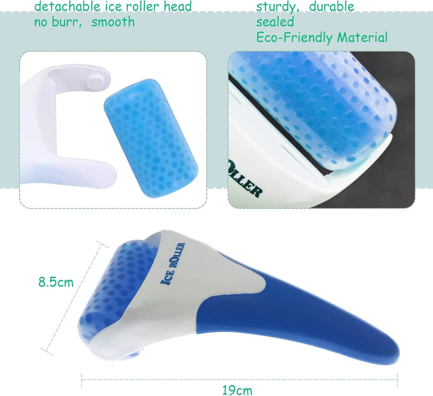 Ice Roller for Face,Cold Facial Massager for Eye Puffiness,Skin Care Tools for Migraine Relief and Blood Circulation (Blue)