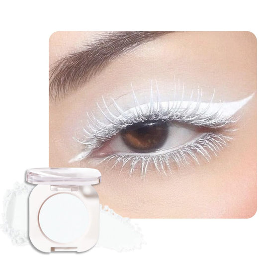 White Matte Eyeshadow Palette for Women, Single Monochrome Eye Shadow Makeup, Shiny Pressed Powder, Blendable Natural sombras para ojos, Holographic,Vegan,Travel -26