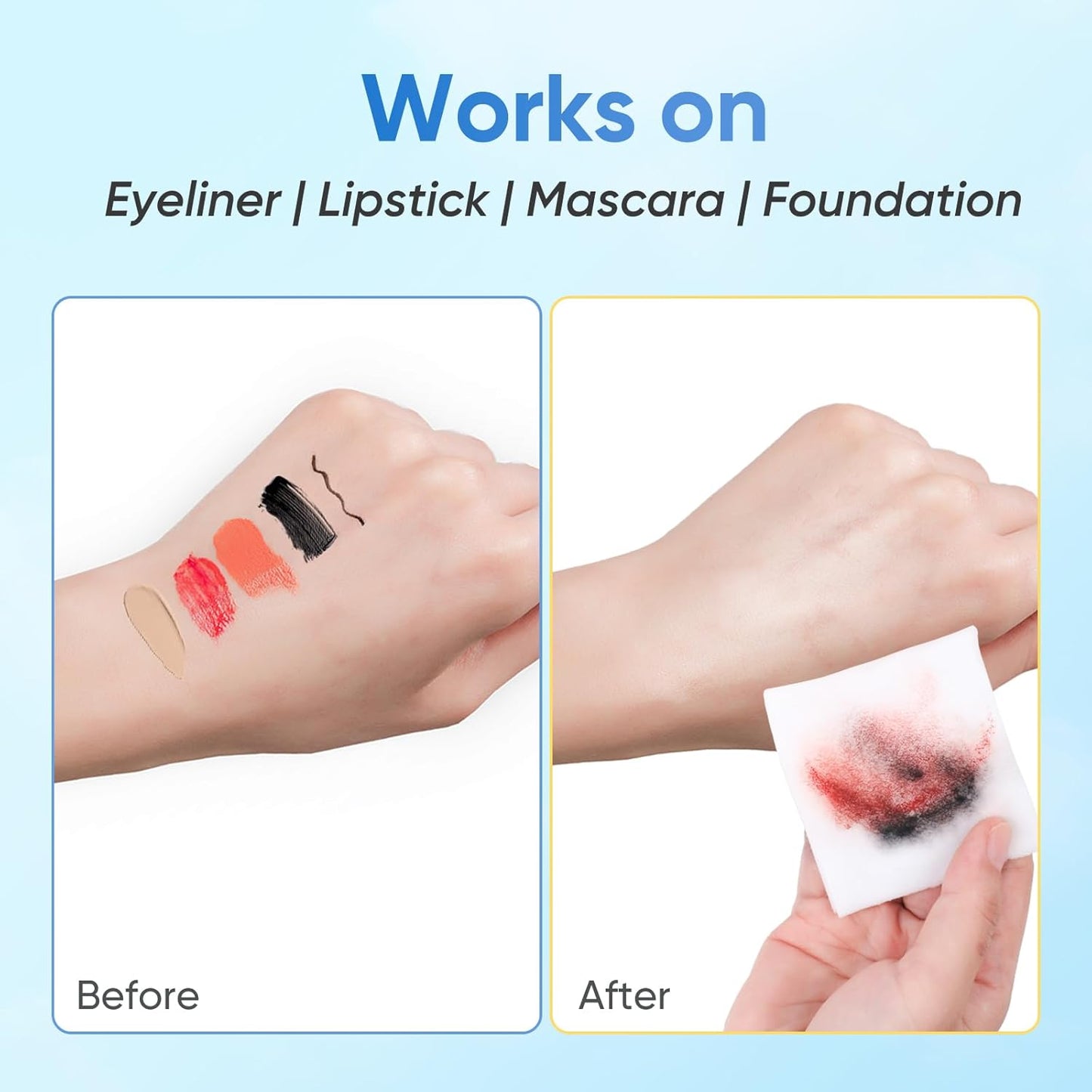 100 Count Makeup Remover Wipes, Bulk Gentle Cleansing Facial Towelettes, Individually Wrapped Travel Size,Alcohol-Free & Hypoallergenic for All Skin Types