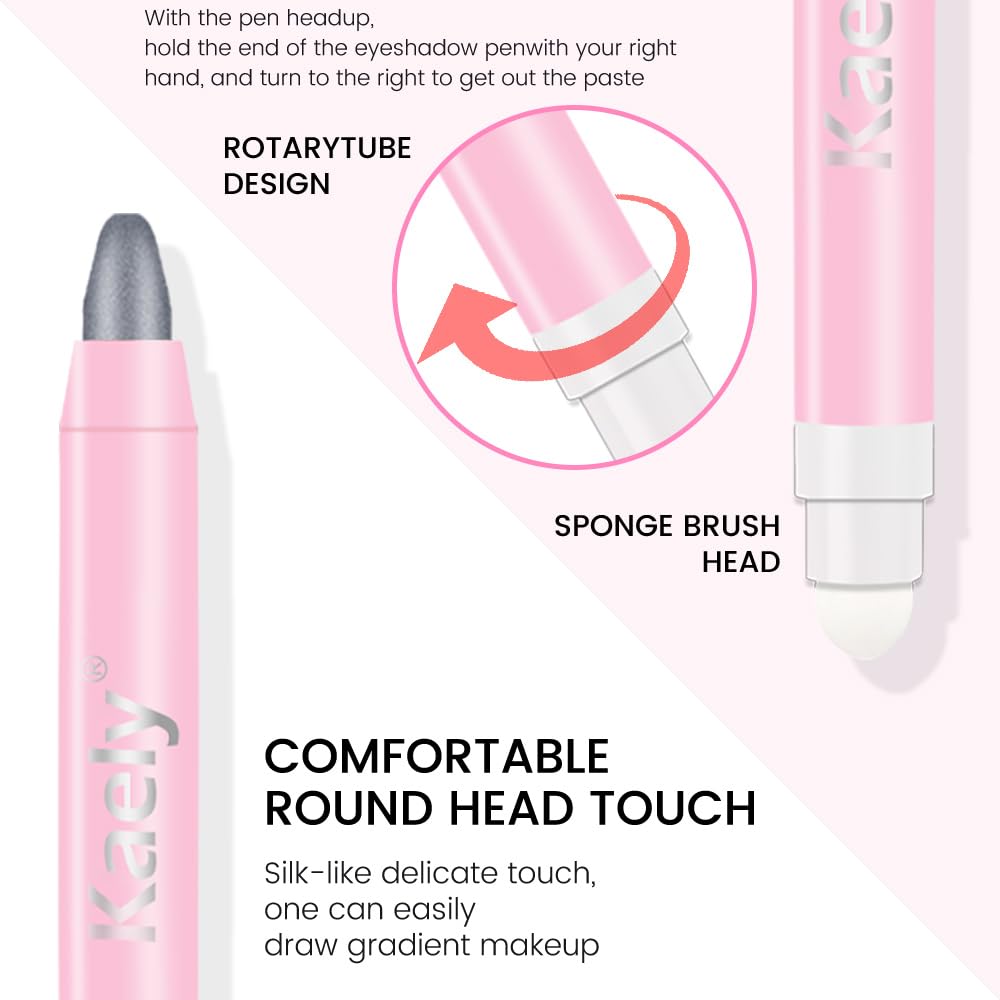 evpct 1Pcs Dazzling Grey Shimmer Cream Eye Shadow Brightener Sticks for Eyes, Double Ended Cream Eyeshadow Stick Pencil Pen with Applicator, Eye Shadow Palette Highlighter Makeup Waterproof Pigmented