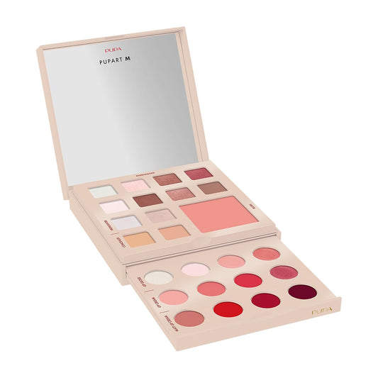 Pupa Milano Pupart M Makeup Palette, 001 Nude, 0.6 oz - Makeup Kit - Blush - Concealer - Highlighter - Eyeshadow - Lip Gloss - Lip Cream - Face Makeup