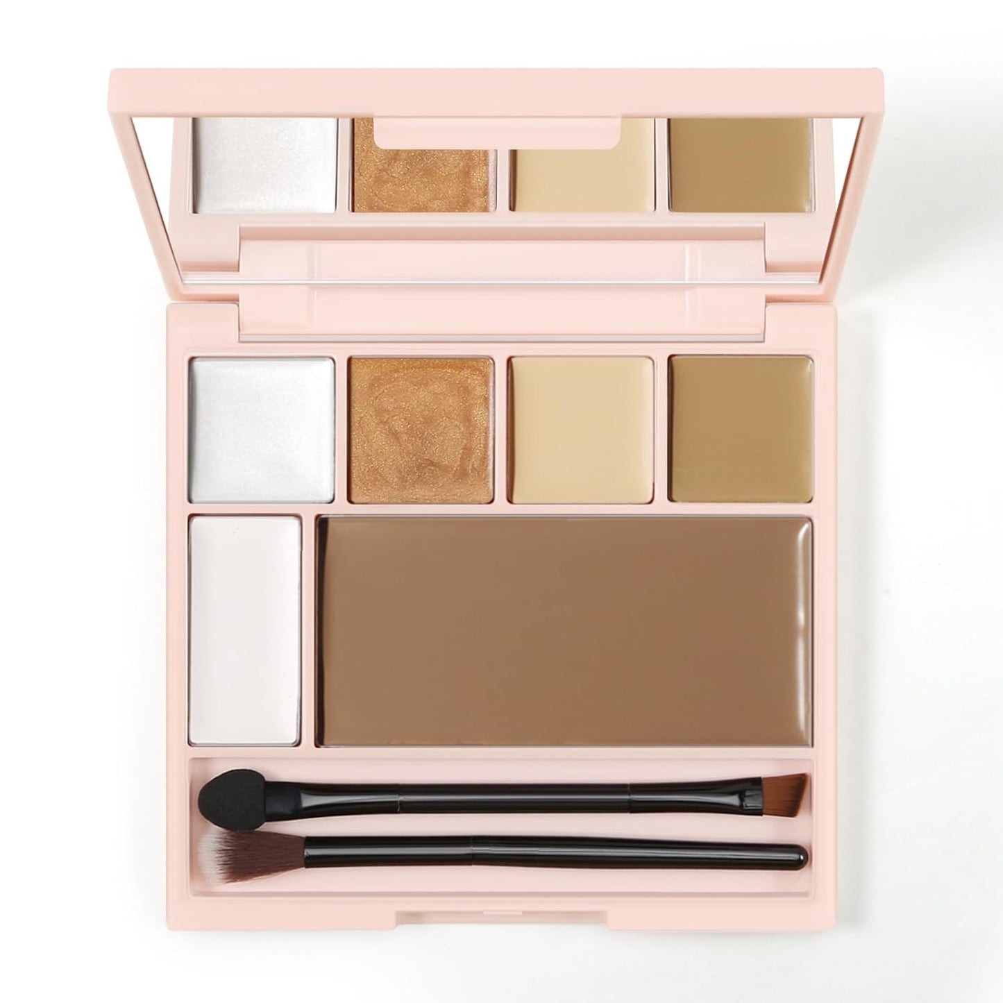 Boobeen 6 Colors Cream Contour Makeup Palette, Highlighter and Bronzer Palette Powder Kit with Mirror&Brush, Waterproof Concealer for Women