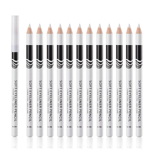 12Pcs Wooden Hard-Core White Eyebrow Pencils, Eyebrow and Eyeliner Pencils, Long Lasting Waterproof and Sweat-Proof, Easy to Color,Beginner Makeup Eyebrow Penci,Create a Natural Brow Makeup
