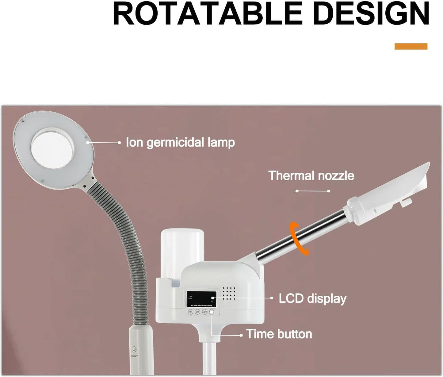 Professional 2 in 1 Facial Steamer Upgrade Esthetician Steamer with 5X LED Magnifying Lamp Beauty Salon Spa