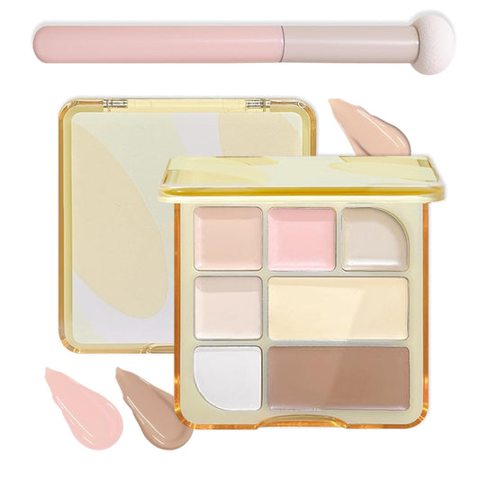 Soft Correcting Concealer Contour Palette,Concealer Cream Contour Makeup Palette,Contouring Foundation Highlighting Makeup Kit with Brush