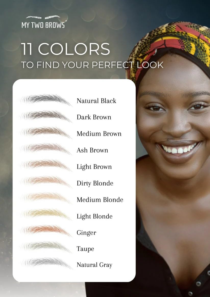 (10 pairs) Dark Brown Temporary Eyebrow Tattoo - Large - Waterproof & Smudgeproof - Classy Curve Style Eyebrow Stickers - Sheet Lasts up to 30 Days - Won't Work on Existing Brows