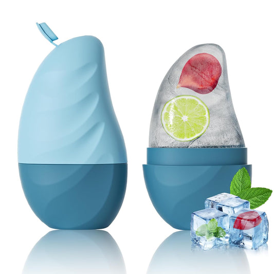 Silicone Facial Ice Cube Roller Massager, Facial Beauty Care Tool, Reusable Face Ice Mold - Brighten Skin, Reduce Puffiness for Face & Eyes (Blue)