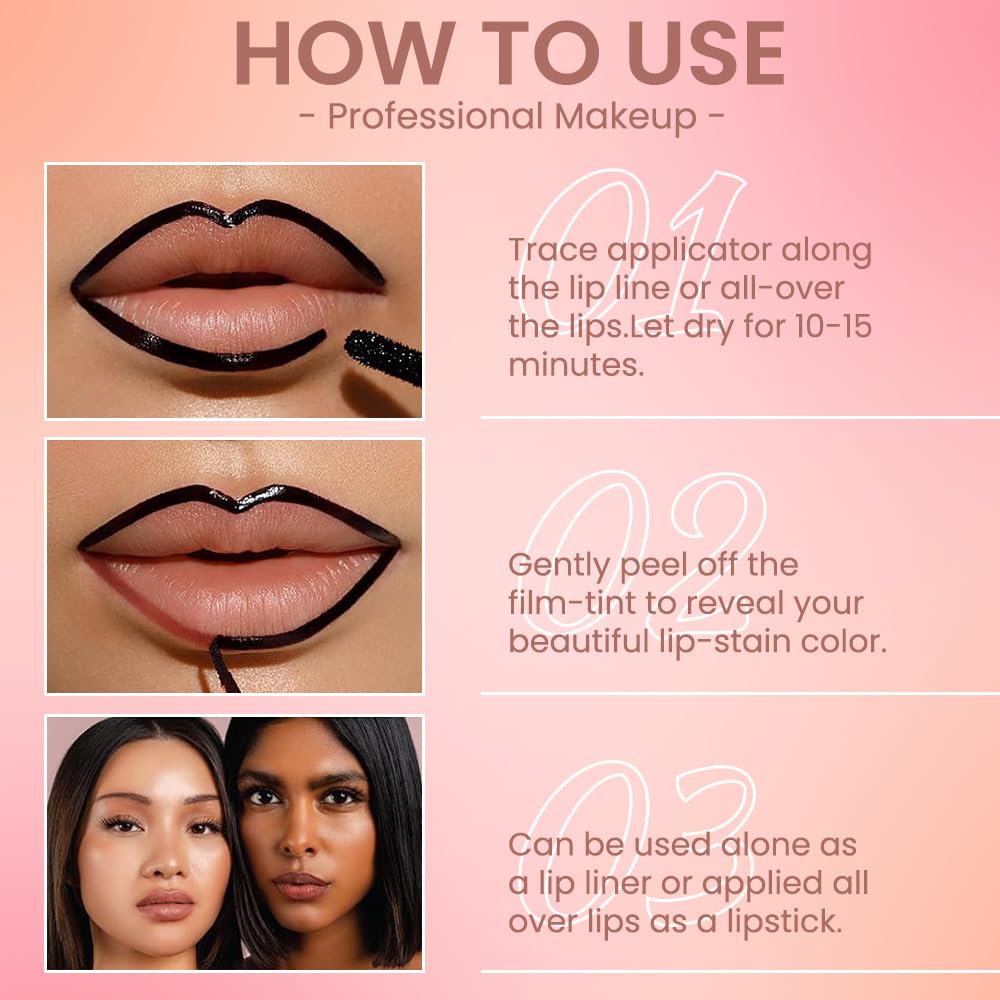 Matte Liquid Lip Stain Peel Off Lip Liner Tattoo - Light Taupe, Waterproof Smudge-Proof Lip Gloss, Long-Lasting Non-Stick Cup Formula, Natural Peel Off Design for All Skin Types #4