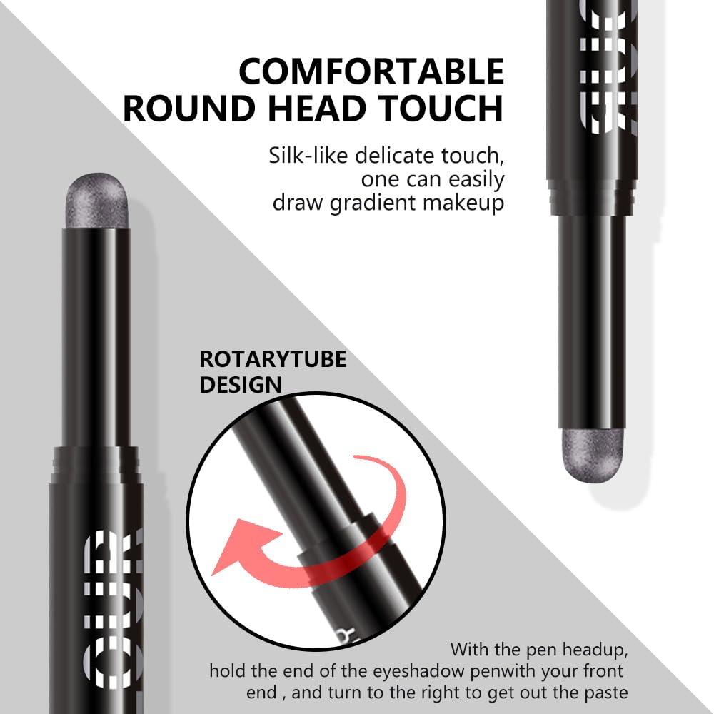 Dark Taupe Shimmer Cream Eye Shadow Stick Makeup for Women, Dark Taupe Shimmer Matte Eye Shadow Brightener Stick for Eyes, Waterproof Eyeshadow Pencil Applicator Blendable for Eye Highlight 16