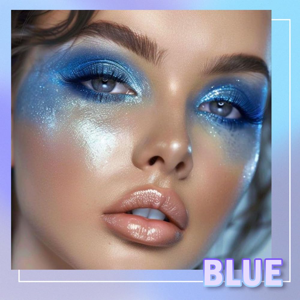 9 Colors Blue Smoky Matte Shimmer Eyeshadow Palette with Mirror for Eye Makeup,High Pigmented Eye Shadow Primers Powder Palet de sombras de ojos