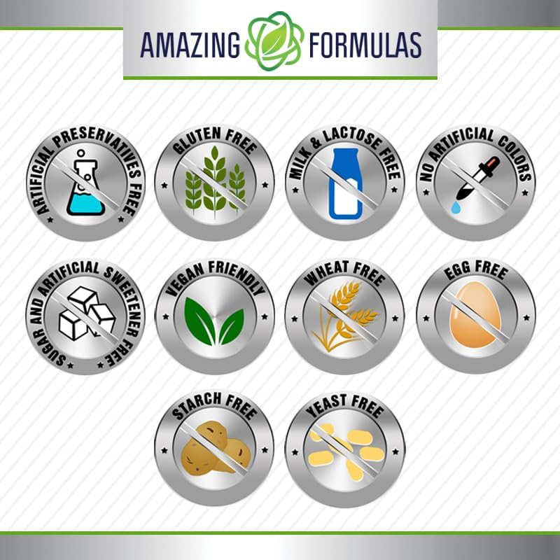 Amazing Formulas Biotin 10,000 Mcg Supplement | 200 Veggie Capsules | Non-GMO | Gluten-Free | Made in USA | Suitable for Vegetarians