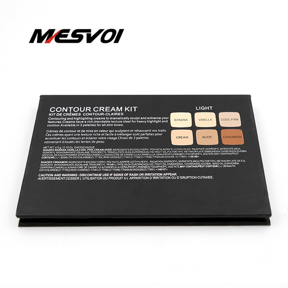 6 Color Contour and Highlighting Makeup Kit Contouring Foundation Concealer Palette Cream Kit Mattle (Medium)