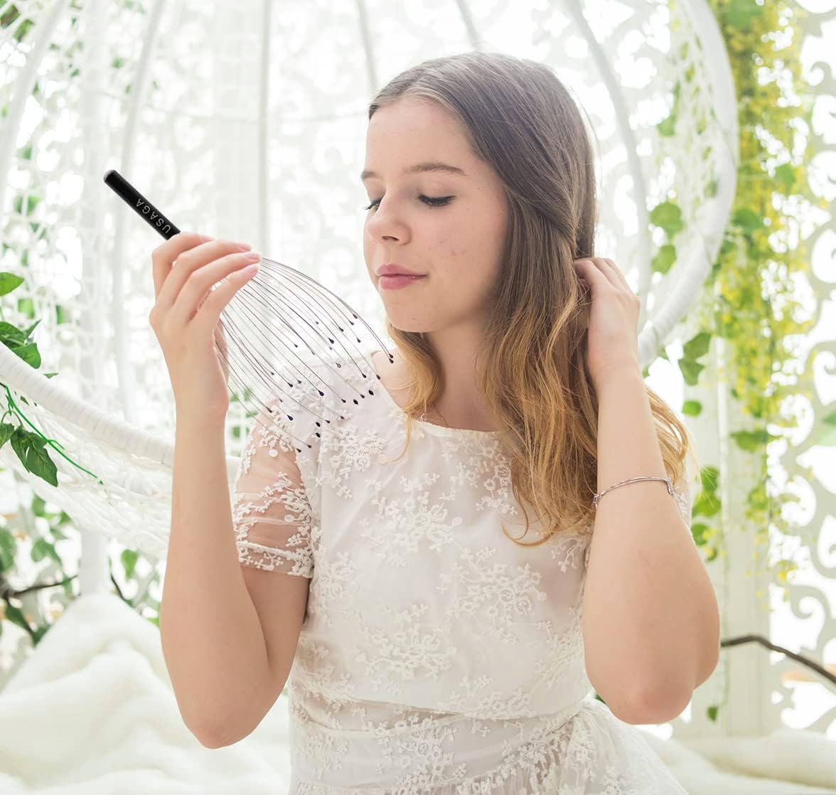 USAGA 36 Fingers Head Massager Scalp Massager Head Scratcher for Scalp Body Relaxing (Black)