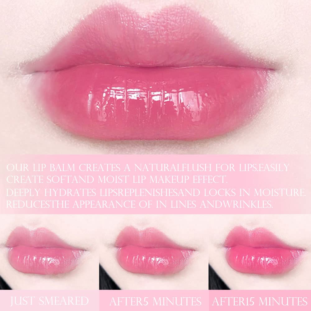 evpct 3Pcs Magic Color Changing Lipstick Long Lasting Waterproof 24 Hours Original for Women, Peach Strawberry Blueberry Pink PH Mood Permanent Color Changing Lipstick Lip Balm Gloss, labial magico