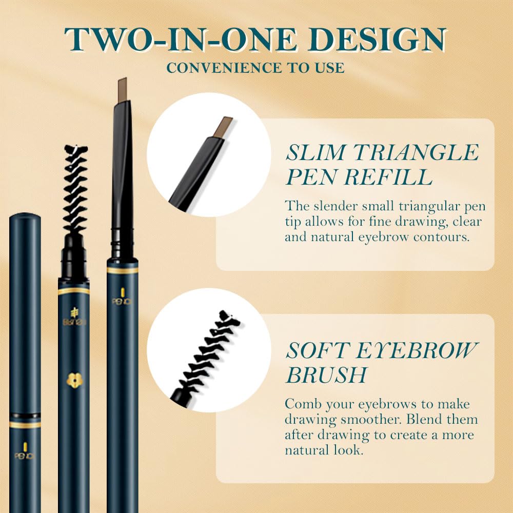 5 Pcs Waterproof Professional Makeup Micro Brow Pencil, Coffee Brow Kit with Eyebrow Brush, Ultra-Fine Mechanical Pencil, Eyebrow Pencils for Women(C03#Coffee, 5Pcs)