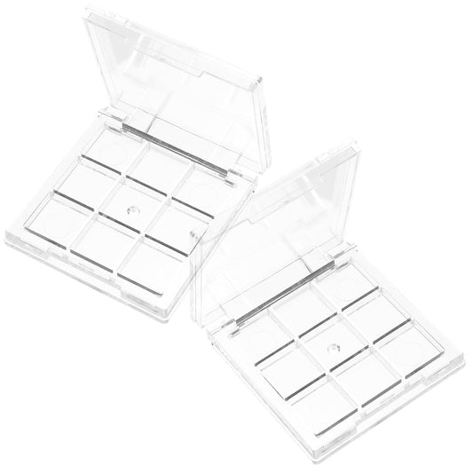 Healifty 2pcs Empty Lipstick Palette 9 Grids Diy Eyeshadow Powder Blush Lipstick Palette Empty Highlighters Container for Women