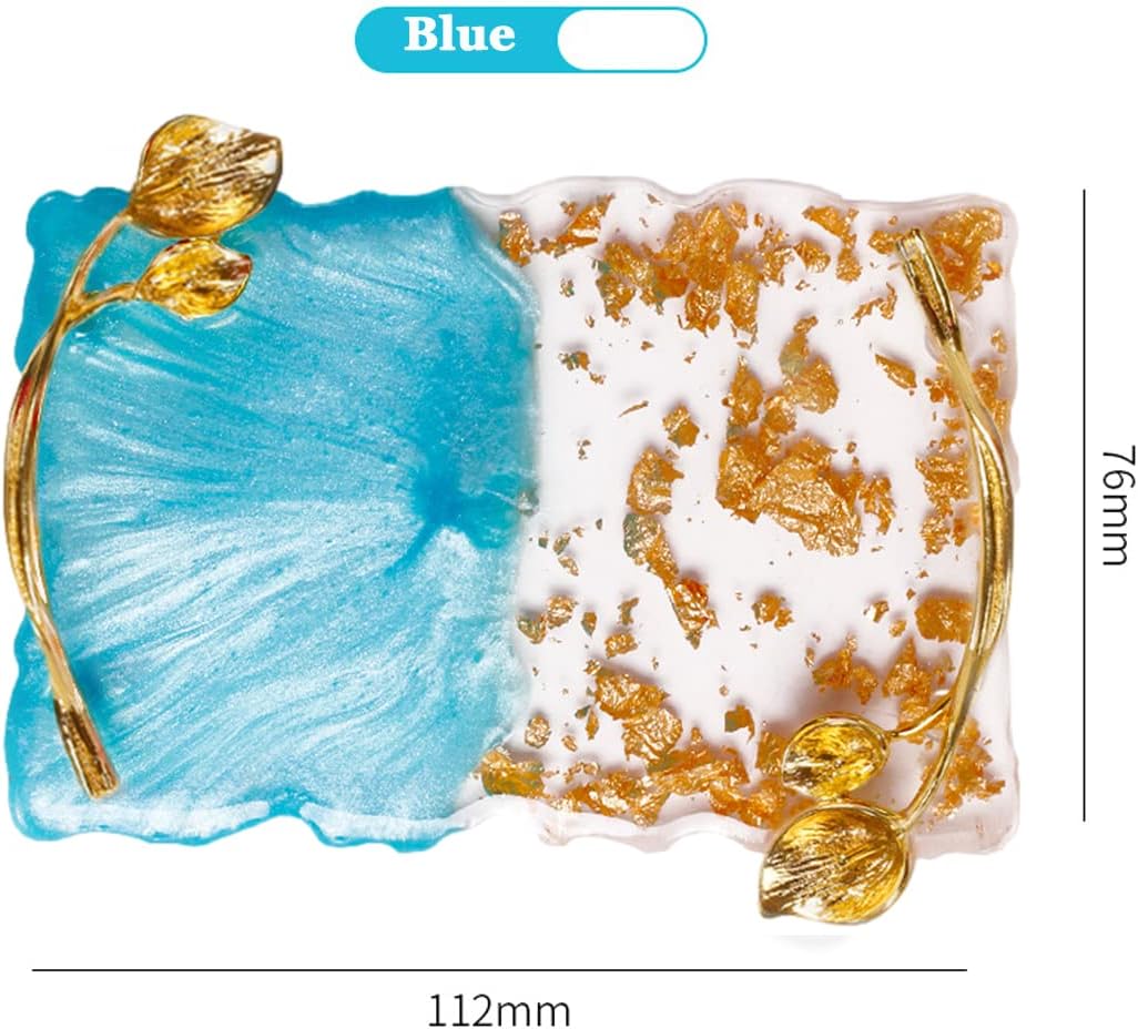 2023 Retro Nail Art Palette, Nail Painting Mixed Color Palette with Leaves Handle, Nail Holder Gel Color Makeup Display Board Pallet (Blue)