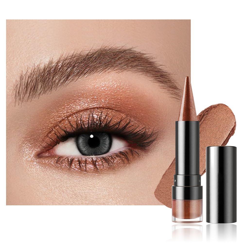 BINGBRUSH Glitter Eyeshadow Stick & Eyeliner Pencil, 4-in-1 Metallic Shimmer Cream Eyeshadow, Long-Lasting Waterproof Eye Brightener, Highly Pigmented Eye Makeup#(01-Sunset Blaze)