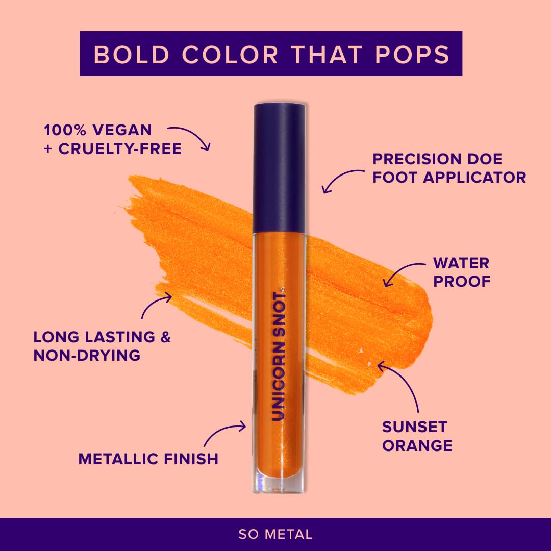 UNICORN SNOT Liquid Metal Lip Paint | Intense Pigment, Non-drying, Metallic Lip Color for Halloween Costume & Anime Cosplay | Gluten Free, Vegan & Cruelty-free Lip Makeup - BLAZE (Orange)