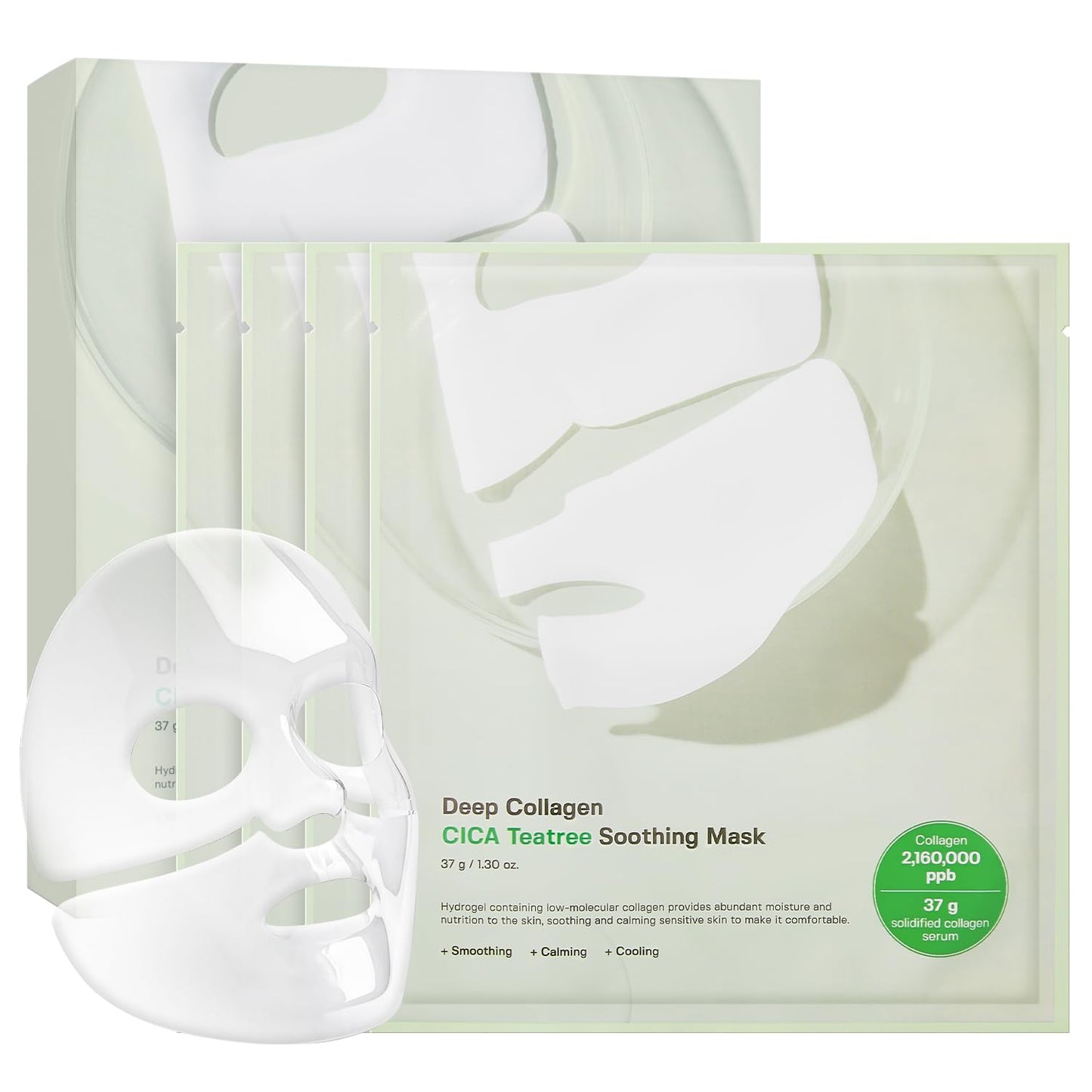 SUNGBOON EDITOR Deep Collagen CICA Tea tree Overnight Mask 37gx4ea | Real Collagen Face Mask with Tea tree & Centella | Acne Face Mask for Calming & Soothing | Korean Skin Care