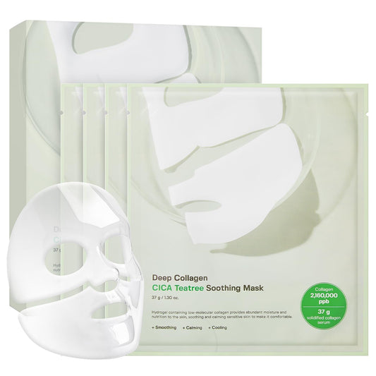 SUNGBOON EDITOR Deep Collagen CICA Tea tree Overnight Mask 37gx4ea | Real Collagen Face Mask with Tea tree & Centella | Acne Face Mask for Calming & Soothing | Korean Skin Care