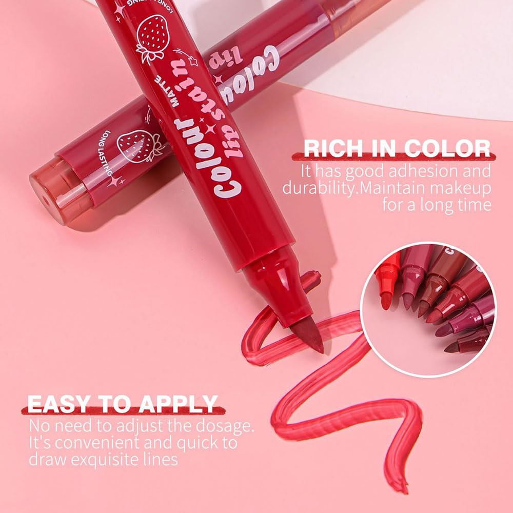 Lip Stain, Waterproof lip tint, Matte Color Look, Longlasting All Day Wear Lip Color, Smudge Proof Natural Finish, Precise Chisel Tip Marker,non sticky lip gloss,kiss proof lip color 03#