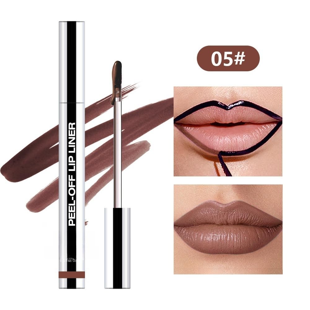 Longwear Peel-off Lip Stain Marker Peel Off with Vitamin E - Smudge-Resistant Lip Liner & Base for All Skin Types (05#)